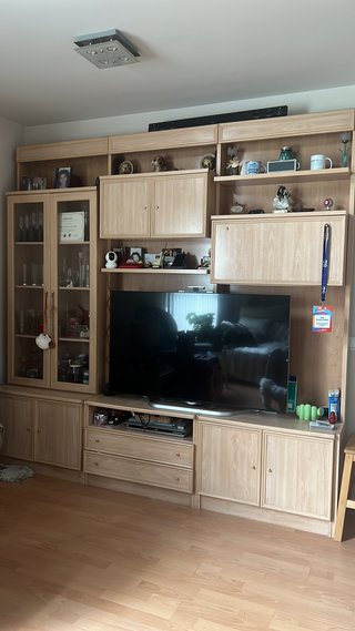 Mueble TV madera y cristal