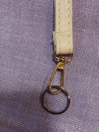 Correa de mano beige con mosquetón dorado