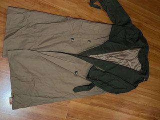 Chaqueta larga marrón y verde