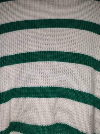 Jersey rayas verde y blanco.