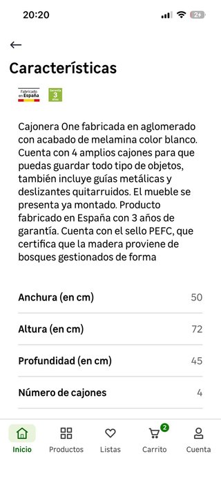 Cajonera blanca 4 cajones Urban Barcelona