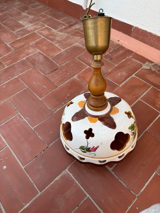 Lámpara cerámica rústica vintage pintada