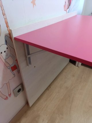 Escritorio juvenil plegable rosa y blanco