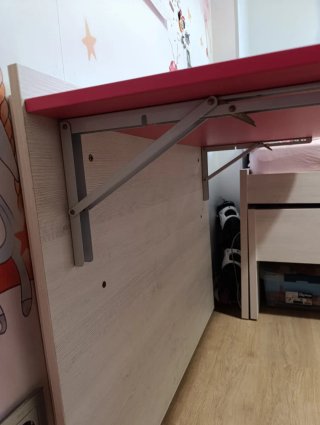 Escritorio juvenil plegable rosa y blanco