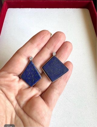 Pendientes Asimétricos Lapislázuli y Diamante