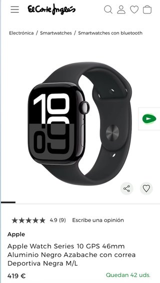 Apple Watch Series 10 GPS 46mm Aluminio