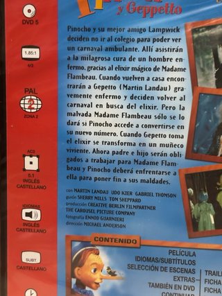 DVD Pinocho y Geppetto (Español) nueva precintada