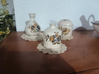 Juego tocador antiguo cerámica floral