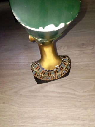 Busto Nefertiti Verde y Dorado