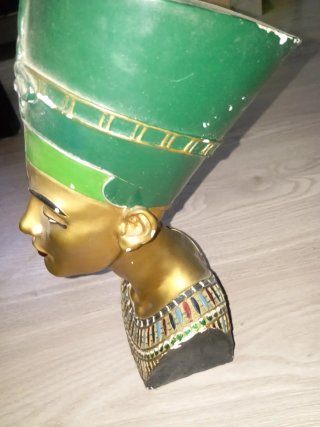 Busto Nefertiti Verde y Dorado