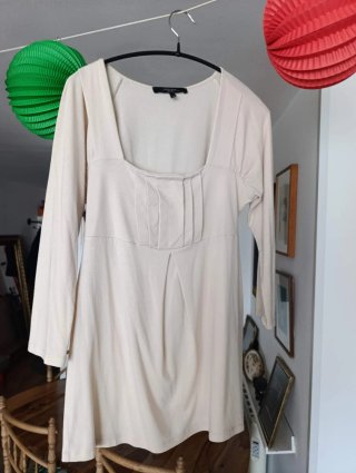 Camiseta manga larga mujer beige