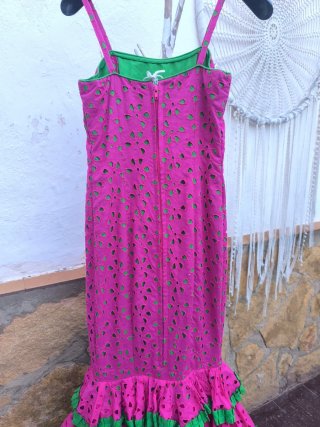 Vestido Flamenca/Sevillana Rosa y Verde