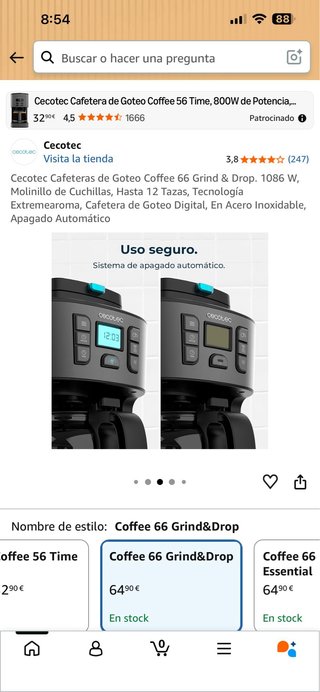 Cafetera Cecotec Coffee 66 Grind & Drop