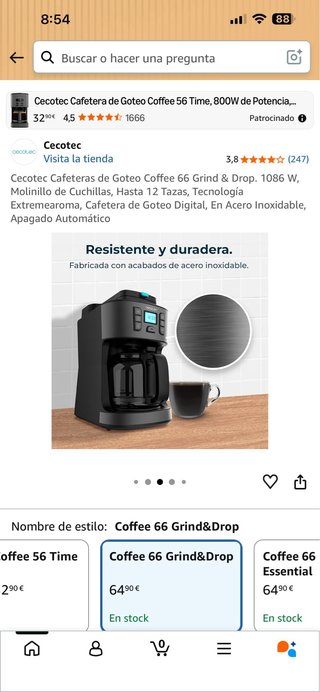 Cafetera Cecotec Coffee 66 Grind & Drop