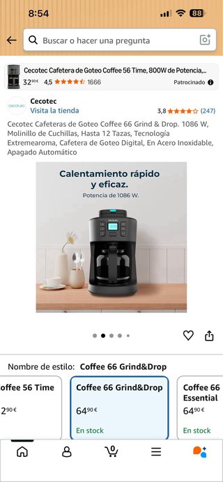 Cafetera Cecotec Coffee 66 Grind & Drop