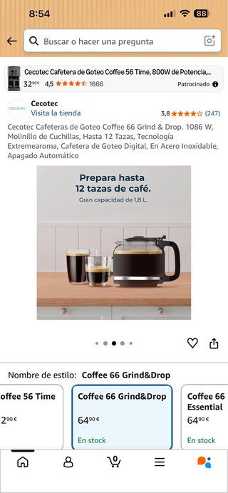 Cafetera Cecotec Coffee 66 Grind & Drop