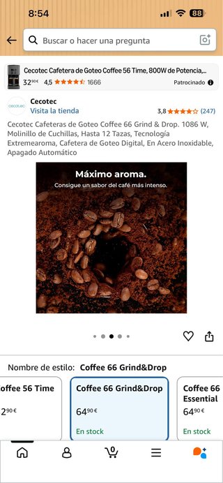 Cafetera Cecotec Coffee 66 Grind & Drop