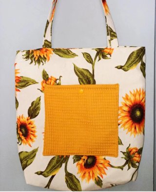 Bolso de tela con girasoles,hecho a mano