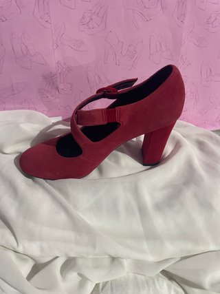 Zapatos de tacón rojos Mary Jane