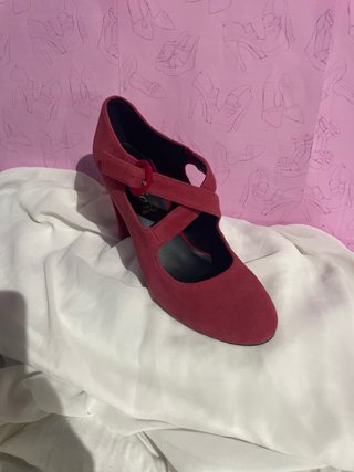 Zapatos de tacón rojos Mary Jane