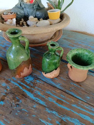 Conjunto botijo y jarritas cerámica