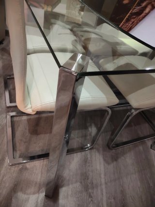 Mesa Comedor Cristal 6 Sillas Cromadas