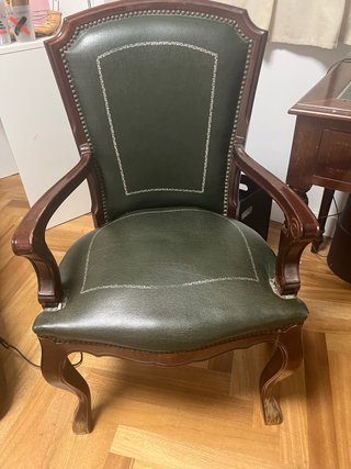 Conjunto escritorio y silla vintage piel