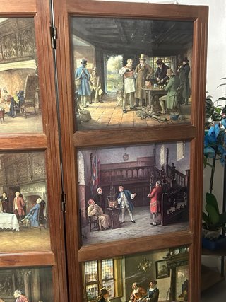 Biombo de madera con pinturas