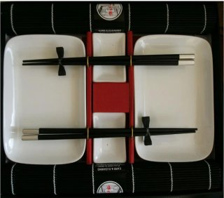 Set Sushi Cerámica Bambú Madera
