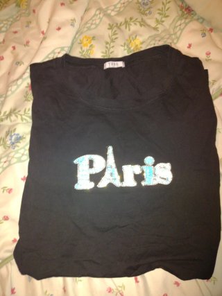 Camiseta negra Paris lentejuelas mujer