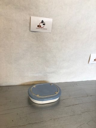 Portasapone vintage ceramica bianco azzurro