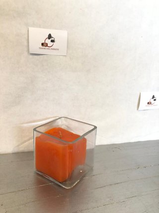 Candela arancione in vetro profumata vetro arredo