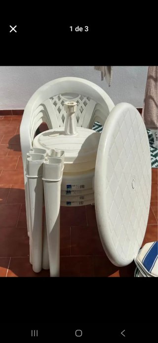 Juego de jardín de plástico blanco