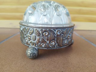 Jarrón de popurrí en soporte Silver Plate  JNS