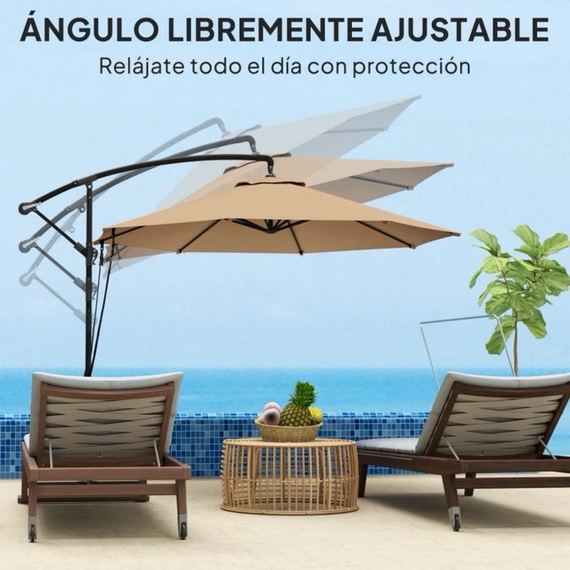 Parasol Excéntrico Beige con Funda