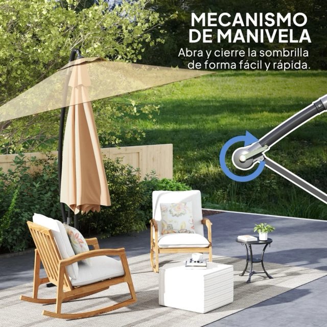 Parasol Excéntrico Beige con Funda