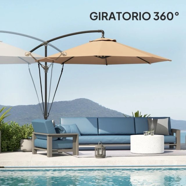 Parasol Excéntrico Beige con Funda