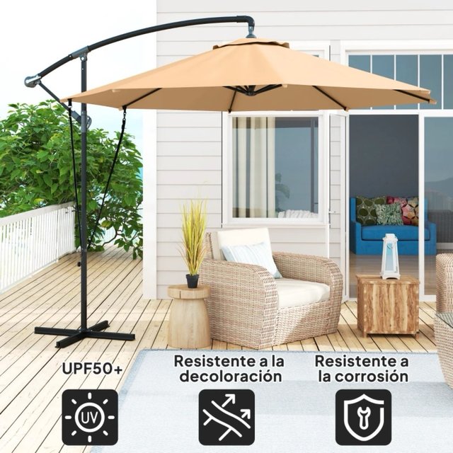 Parasol Excéntrico Beige con Funda