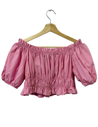 Top Corto Zara Rosa Hombros Descubiertos Talla S