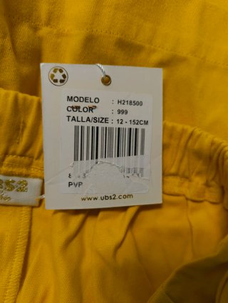 Falda pantalón de niña color mostaza con lazo