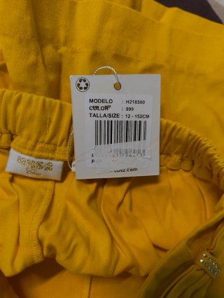 Falda pantalón de niña color mostaza con lazo