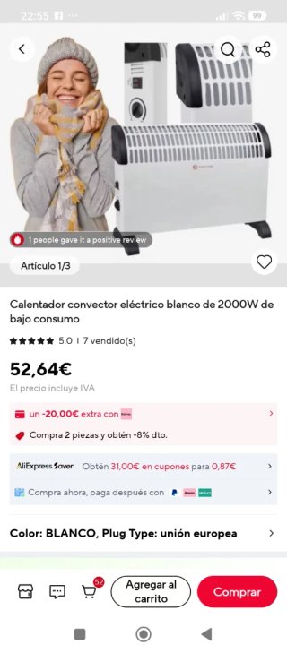 Calefactor blanco y negro