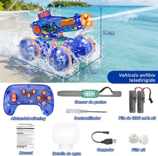 Coche RC Anfibio 3 en 1 Agua y Gestos Azul