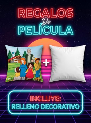 Cojín Heidi 45x45 anime vintage con relleno