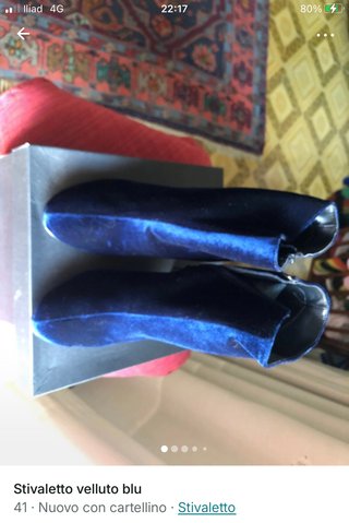 Stivaletto in velluto blu