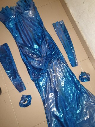 Vestido azul brillante licra sirena Talla M