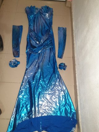 Vestido azul brillante licra sirena Talla M