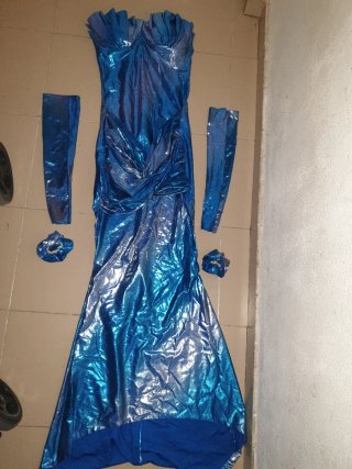 Vestido azul brillante licra sirena Talla M