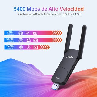Adaptador WiFi 6 USB 5400 Mbps Triple Banda Gaming