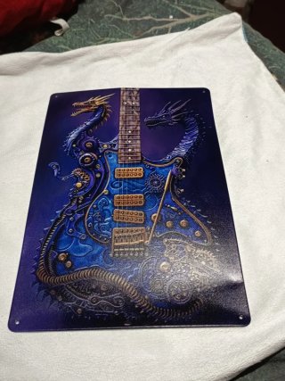Placa Metálica Guitarra Dragón 30.20cm